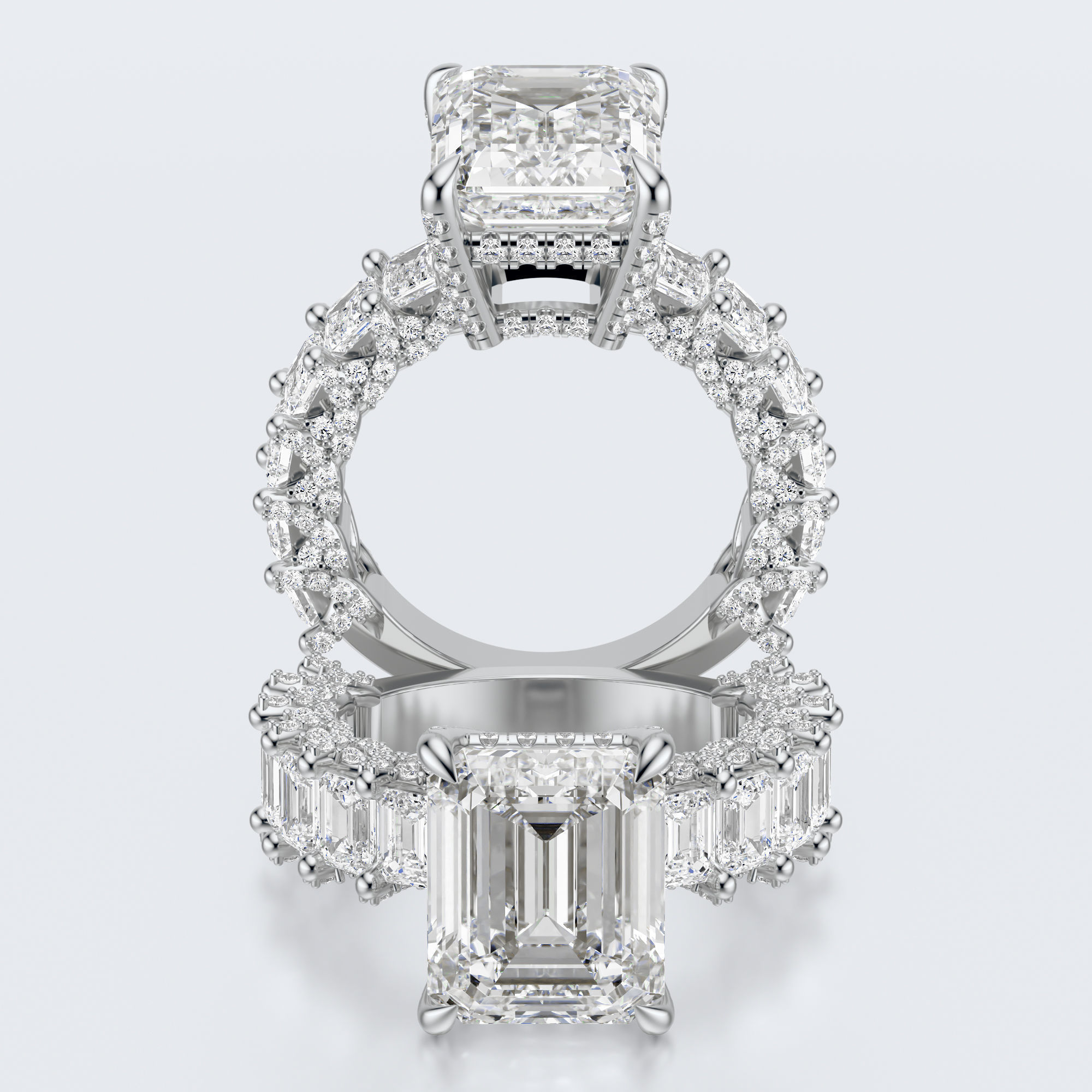 Emerald cut diamond engagement ring   3D print model_19