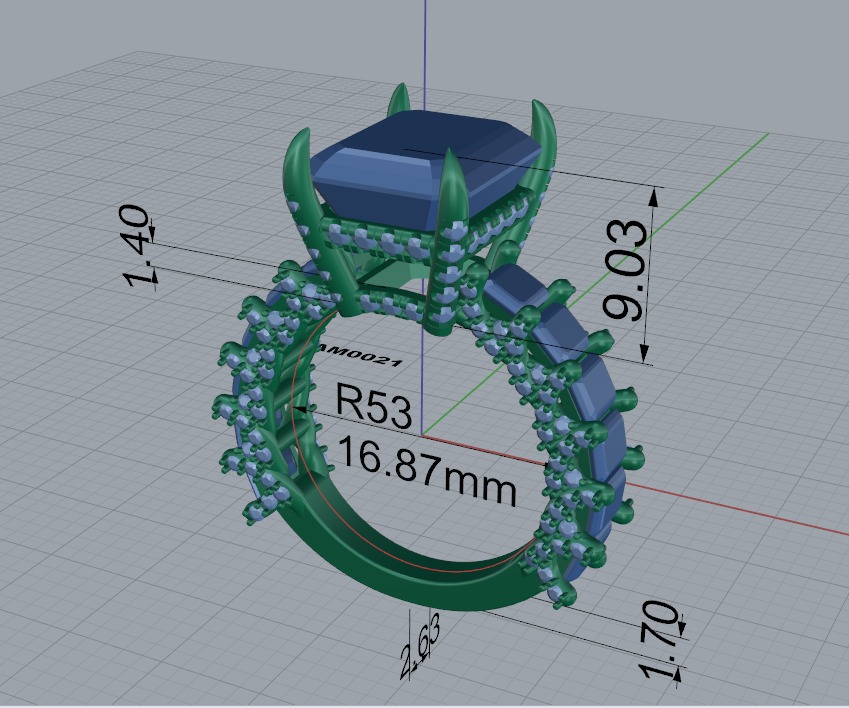 Emerald cut diamond engagement ring   3D print model_3