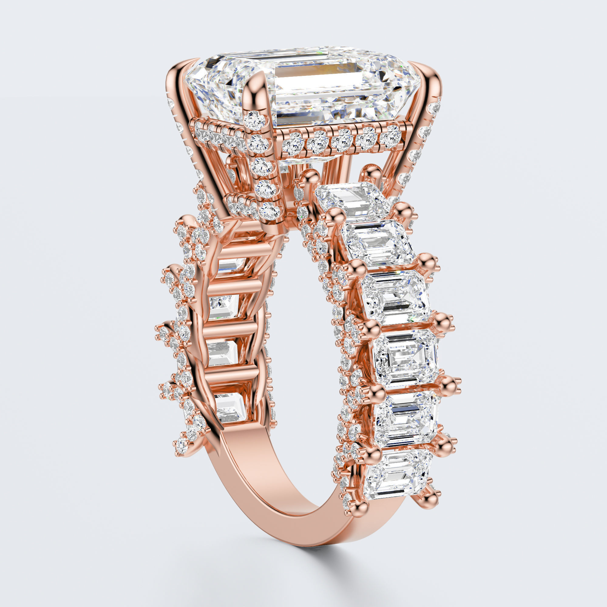 Emerald cut diamond engagement ring   3D print model_11