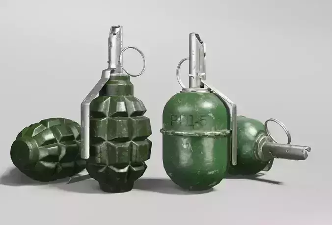 Grenades RGD-5 and F1  Low-poly 3D model Grenades RGD-5 and F1  Low-poly 3D model