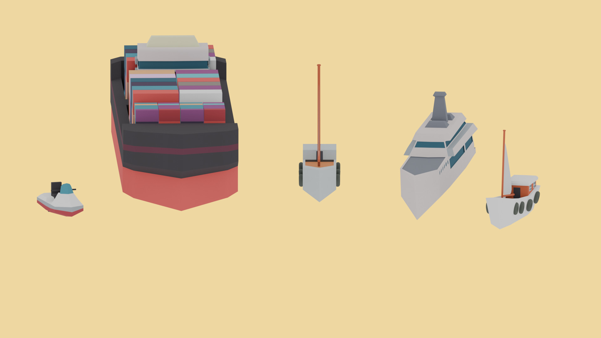 Low-Poly ships  Low-poly 3D model_2