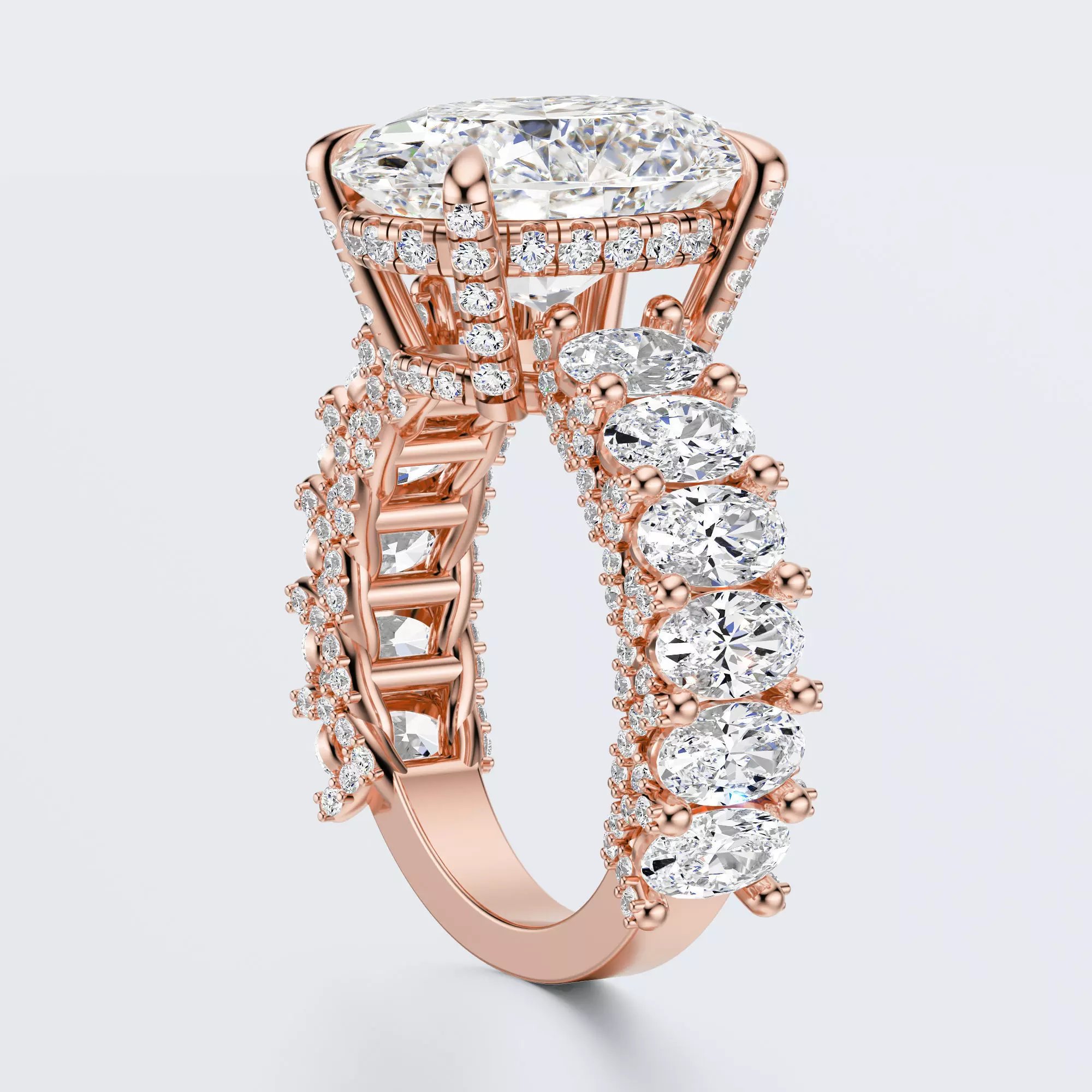 Oval shape engagement ring 3D print model