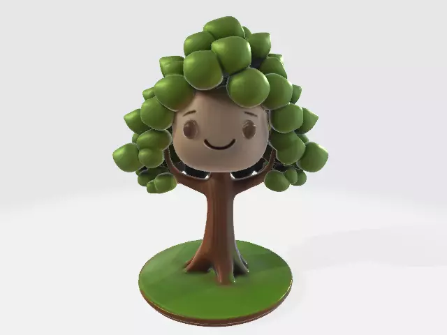 Cartoon tree Low-poly 3D model_0