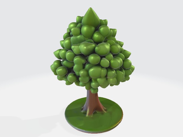 Cartoon tree Low-poly 3D model_2