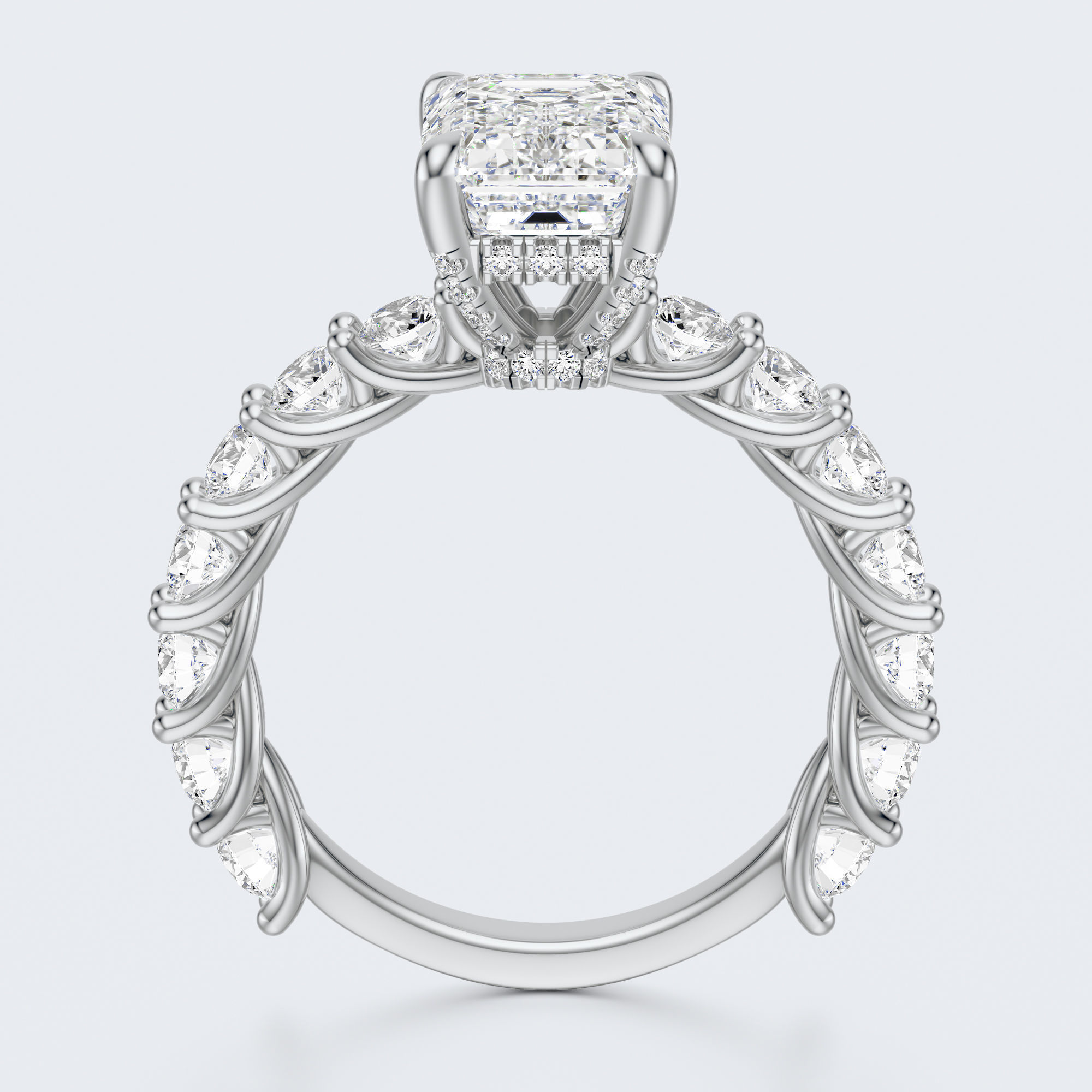 Emerald cut diamond engagement ring 3D print model_16