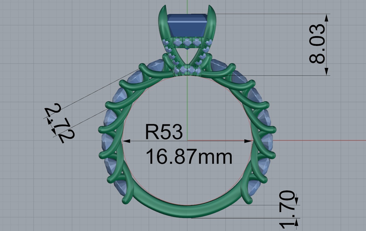 Emerald cut diamond engagement ring 3D print model_4