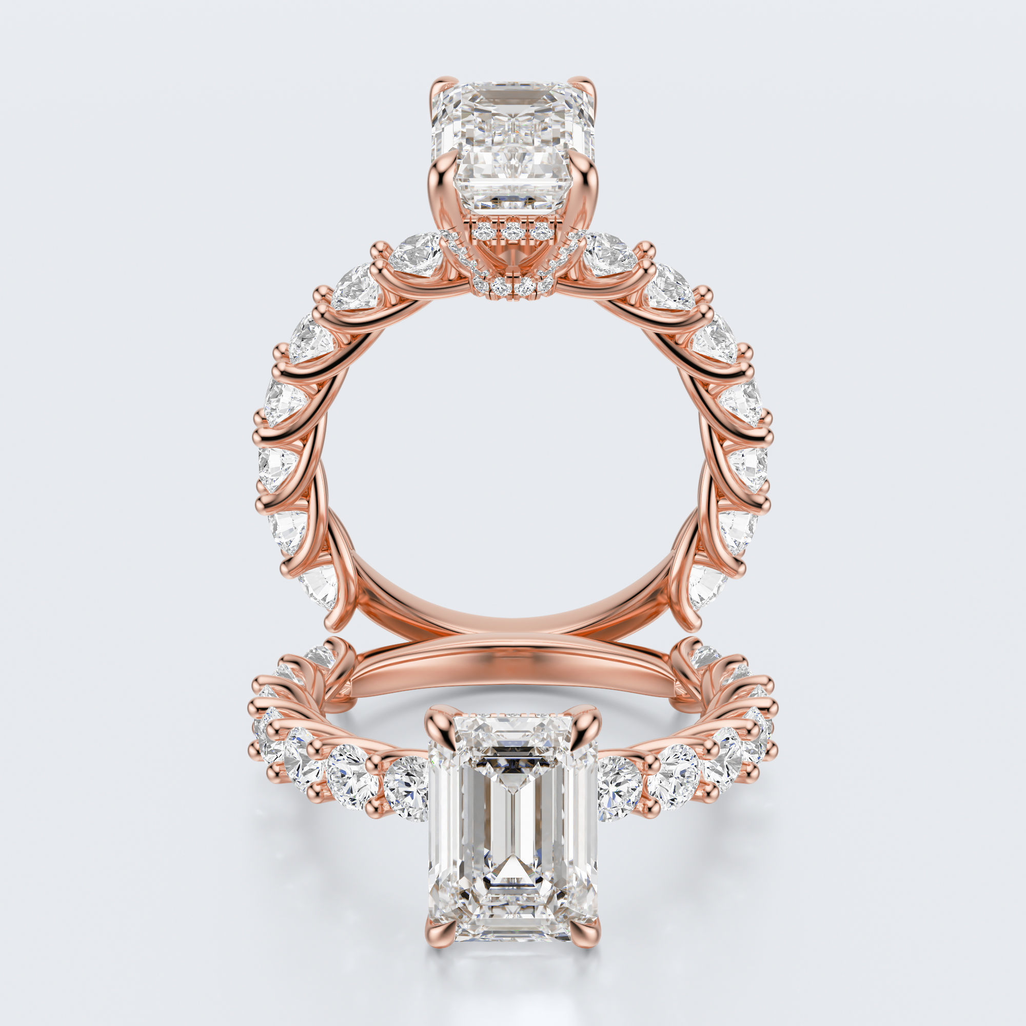Emerald cut diamond engagement ring 3D print model_13