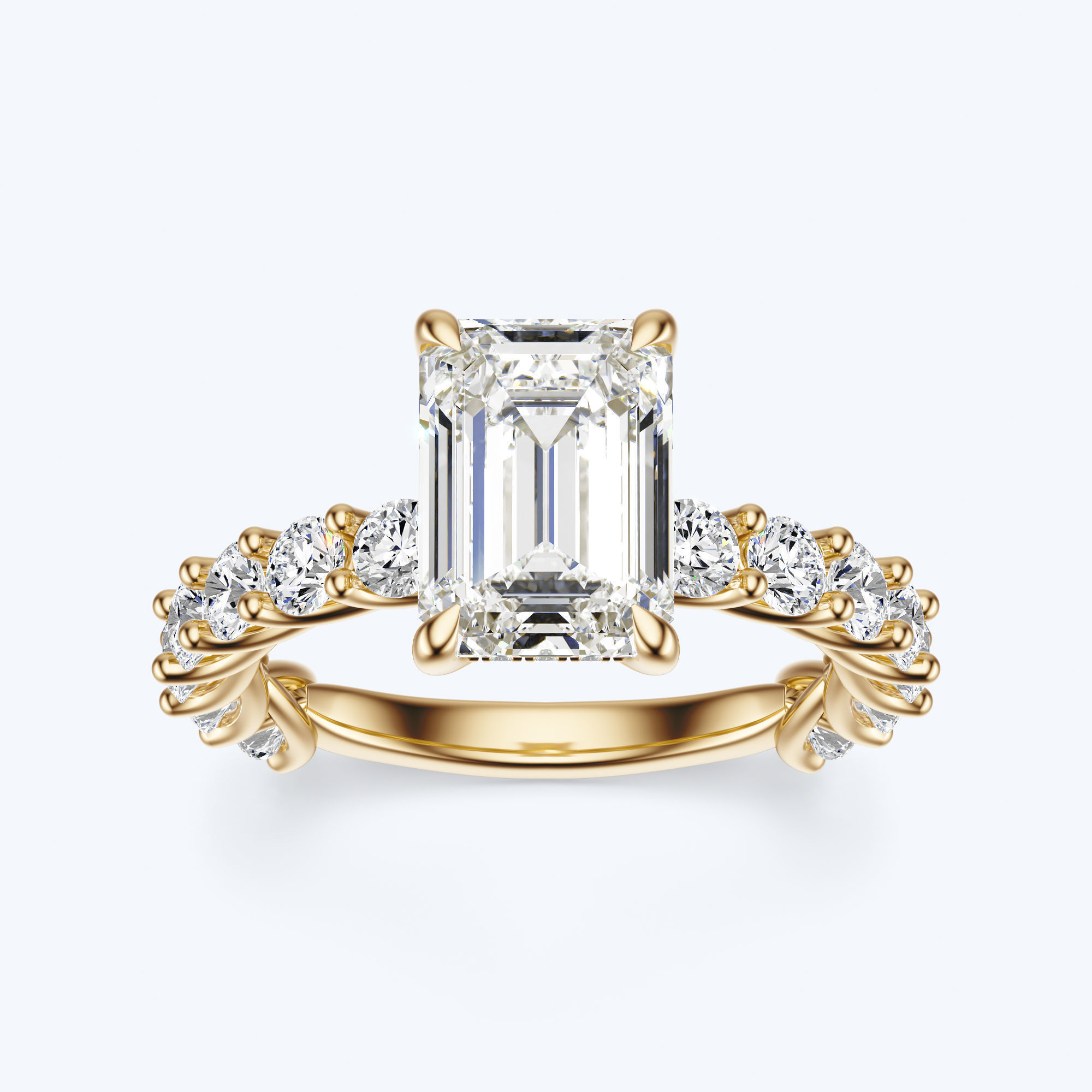 Emerald cut diamond engagement ring 3D print model_23