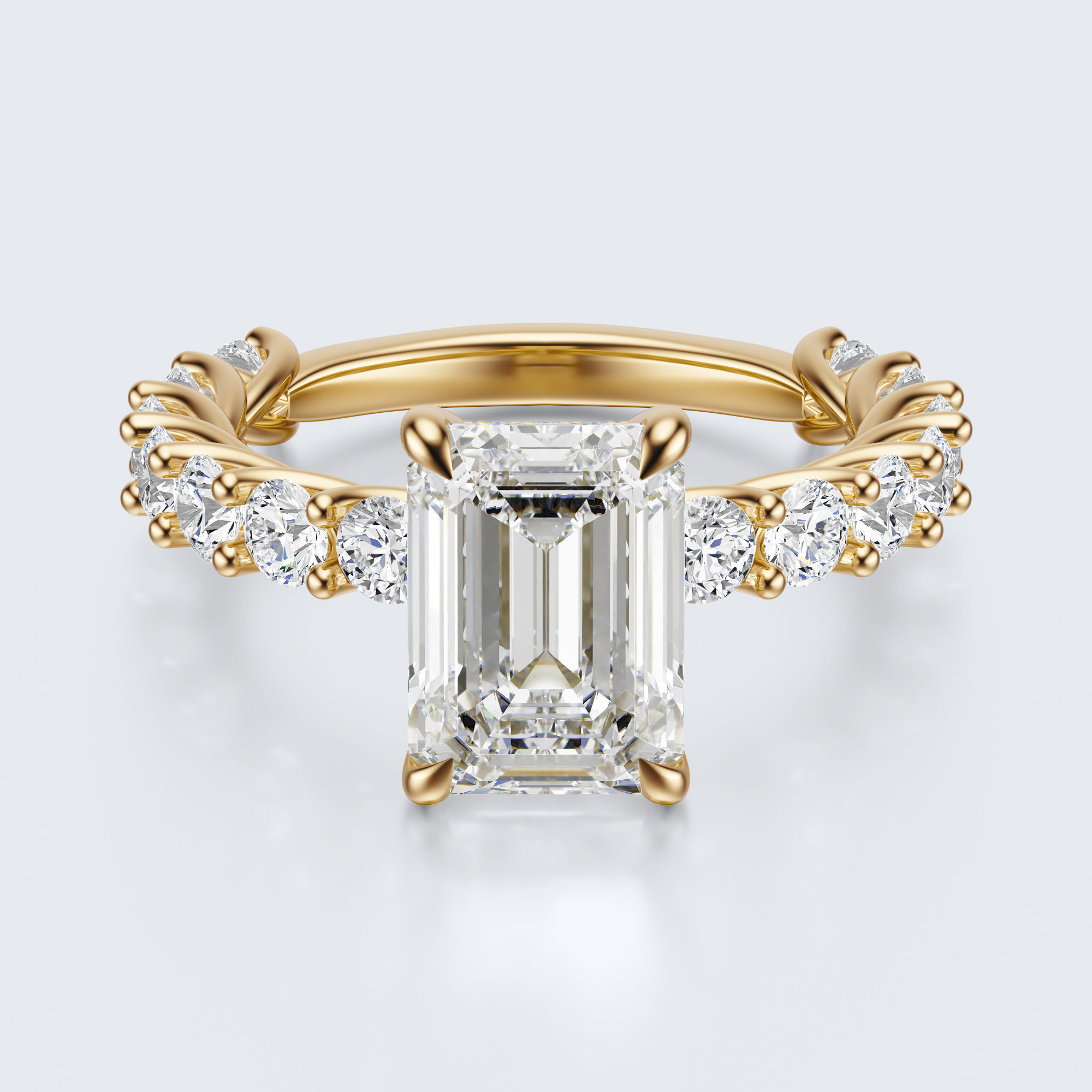 Emerald cut diamond engagement ring 3D print model_25