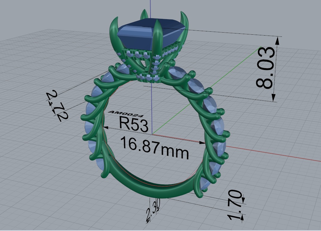 Emerald cut diamond engagement ring 3D print model_3