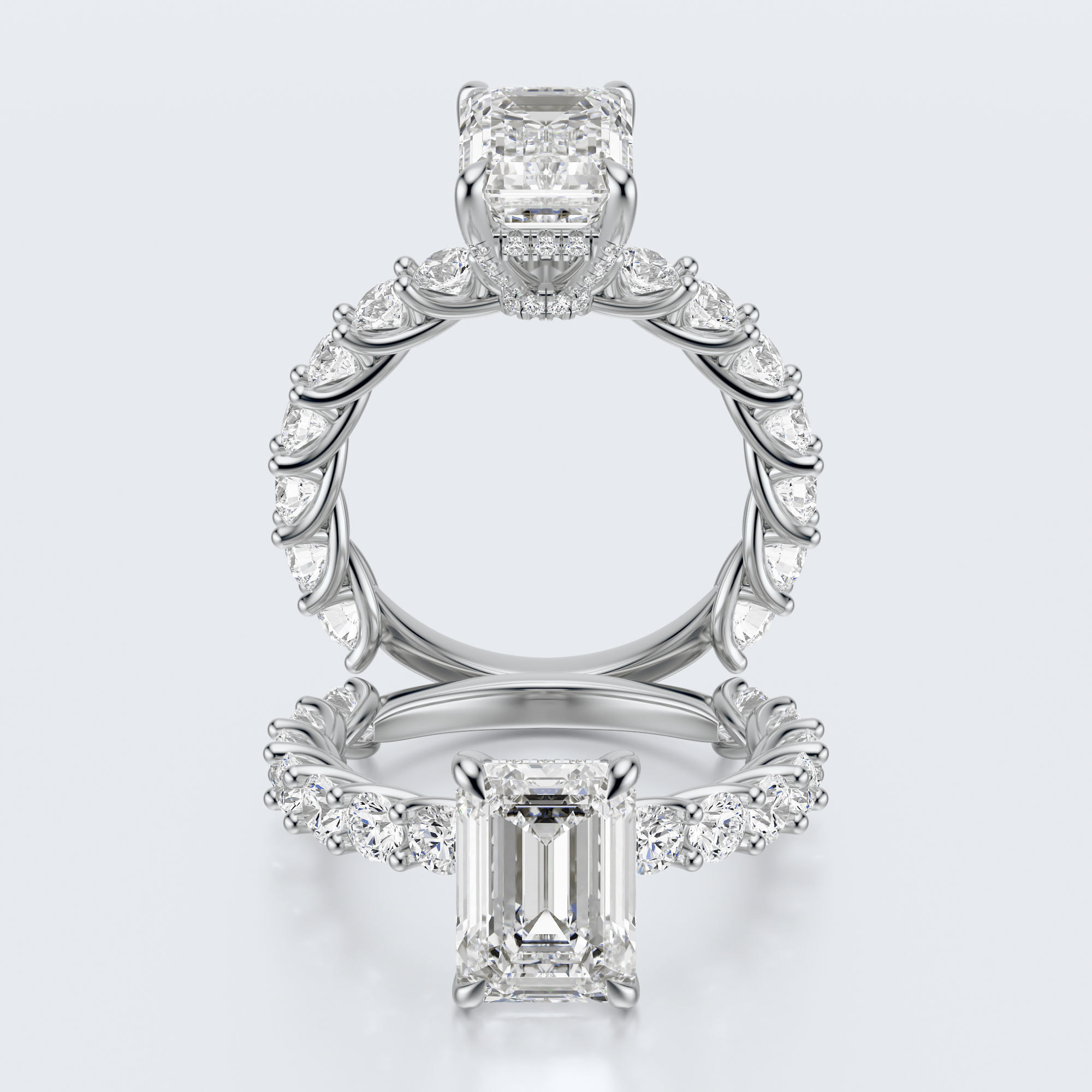 Emerald cut diamond engagement ring 3D print model_19