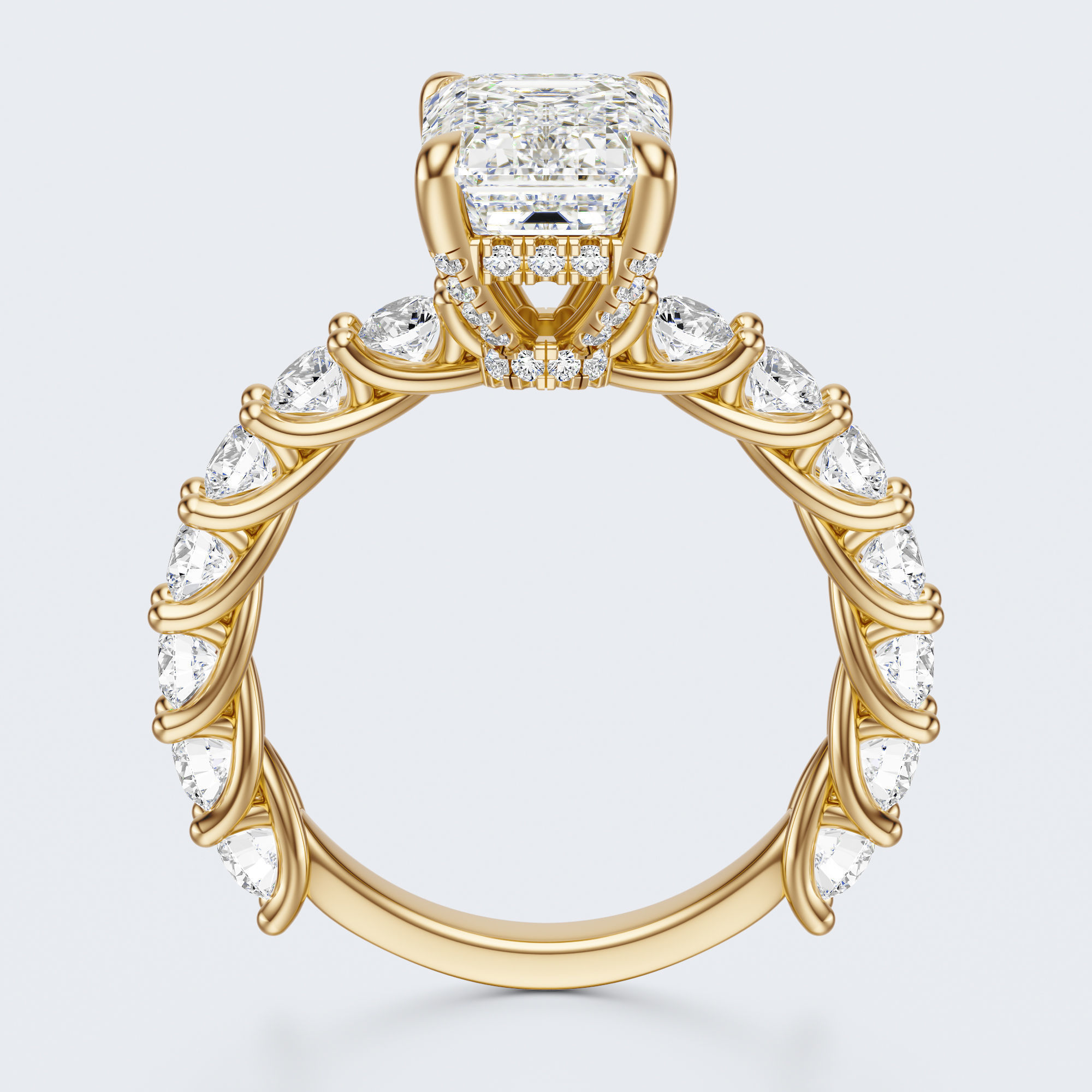 Emerald cut diamond engagement ring 3D print model_22