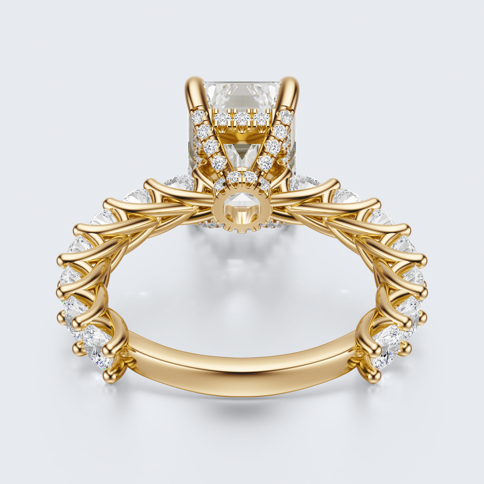 Emerald cut diamond engagement ring 3D print model_21