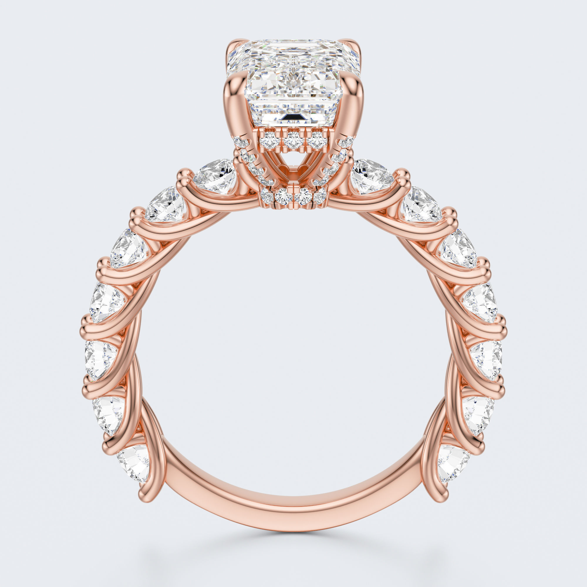 Emerald cut diamond engagement ring 3D print model_9