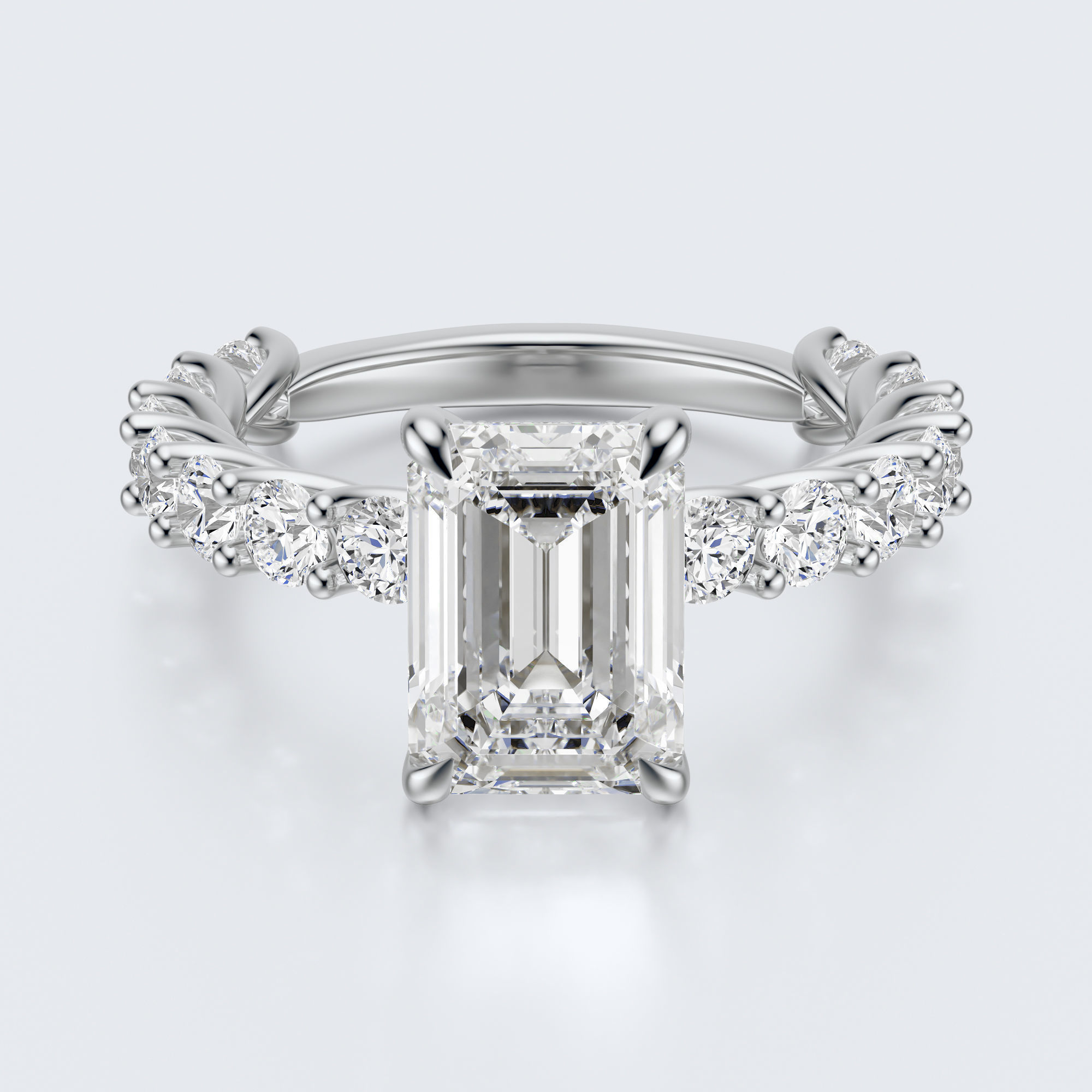 Emerald cut diamond engagement ring 3D print model_20