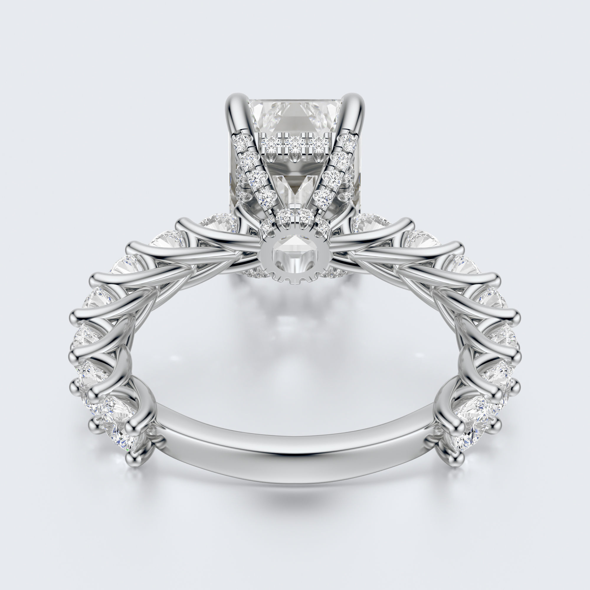 Emerald cut diamond engagement ring 3D print model_15