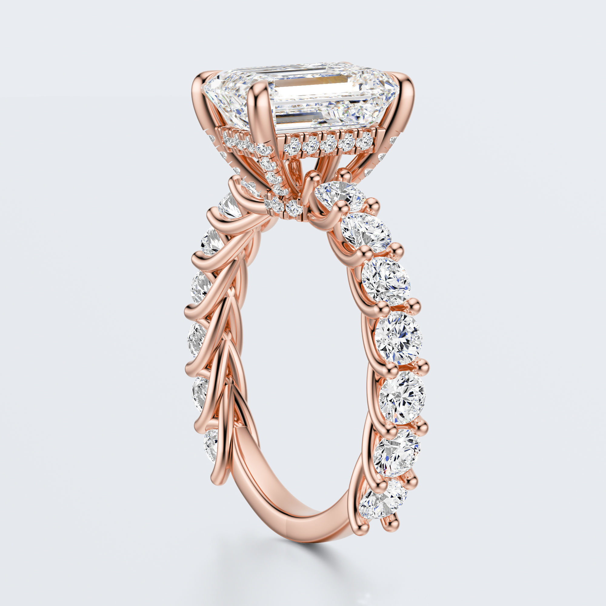 Emerald cut diamond engagement ring 3D print model_11