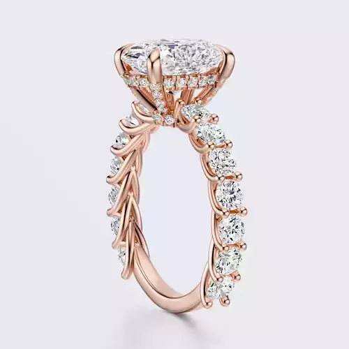 Oval  shape diamond engagement ring 3D print model