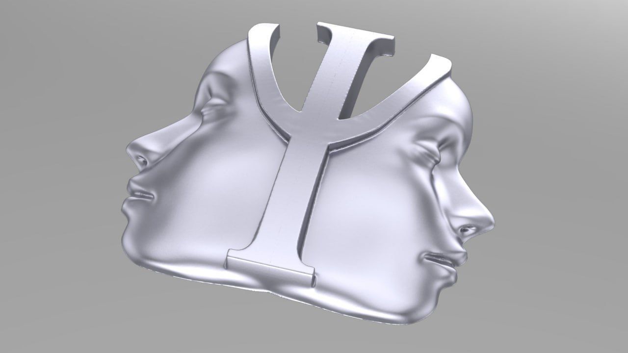 psi face pendant 3D print model_1