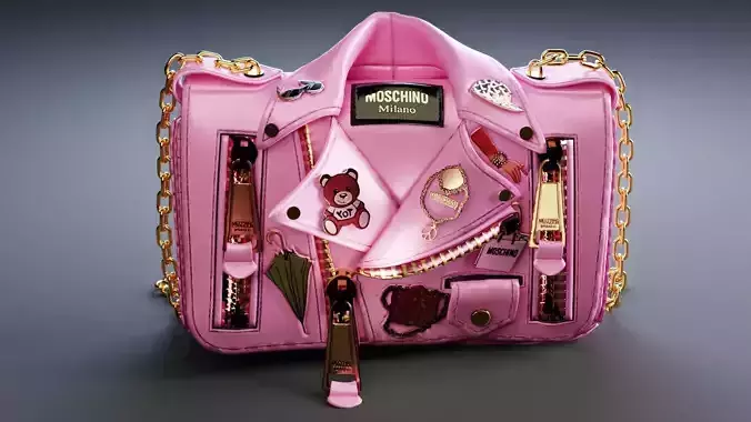 Hot Pink Moschino Biker Jacket Purse 3D model