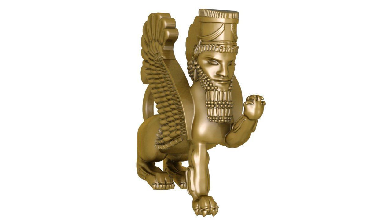 Assyrian door guard new metha 3D print model_2