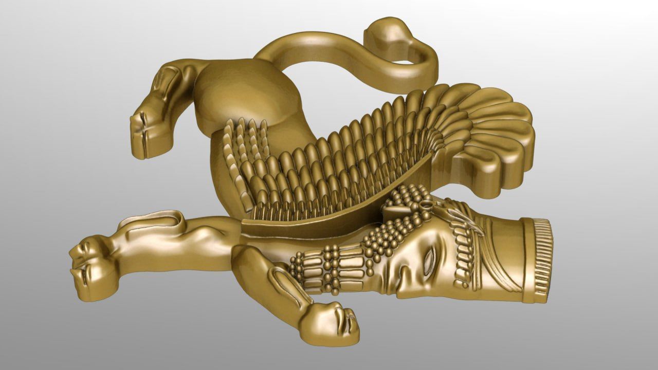 Flat Assyrian door guard new metha 3D print model_2