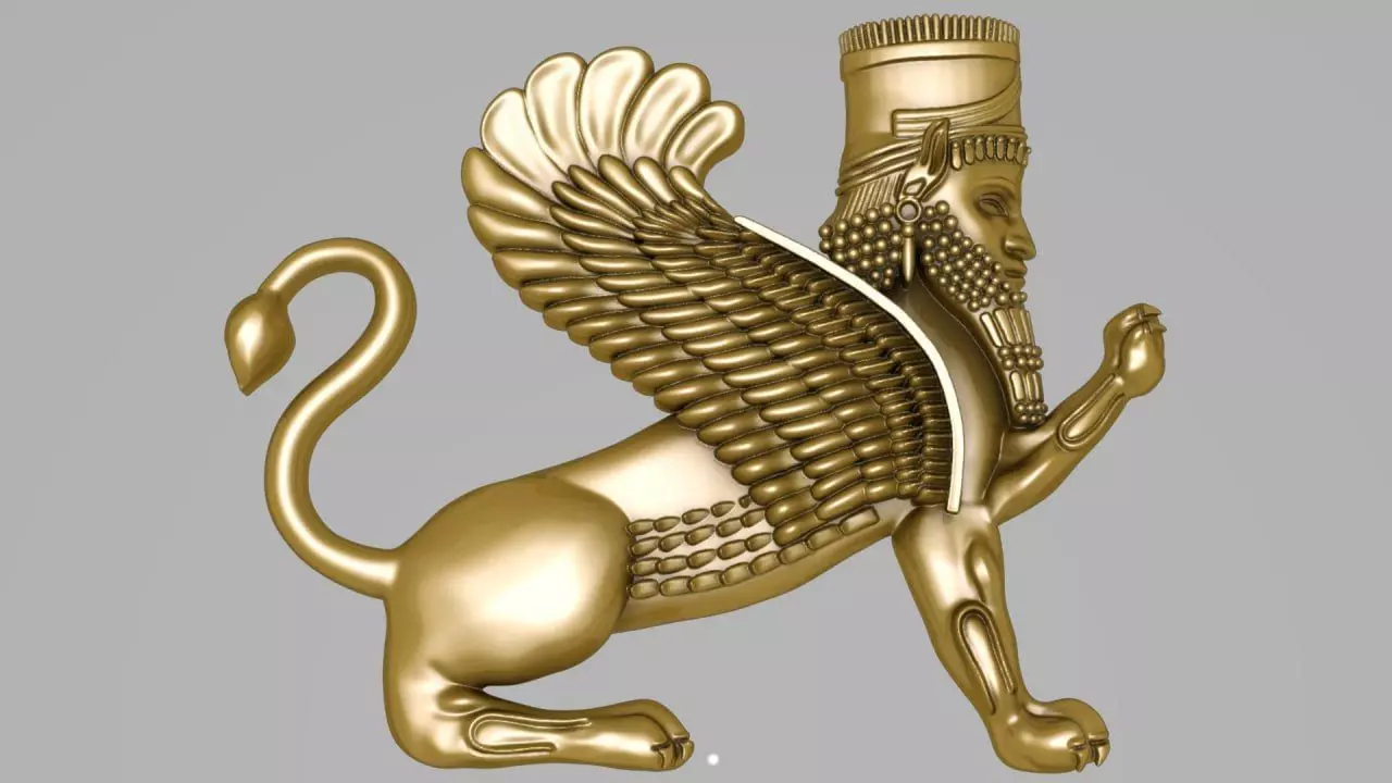 Flat Assyrian door guard new metha 3D print model_0