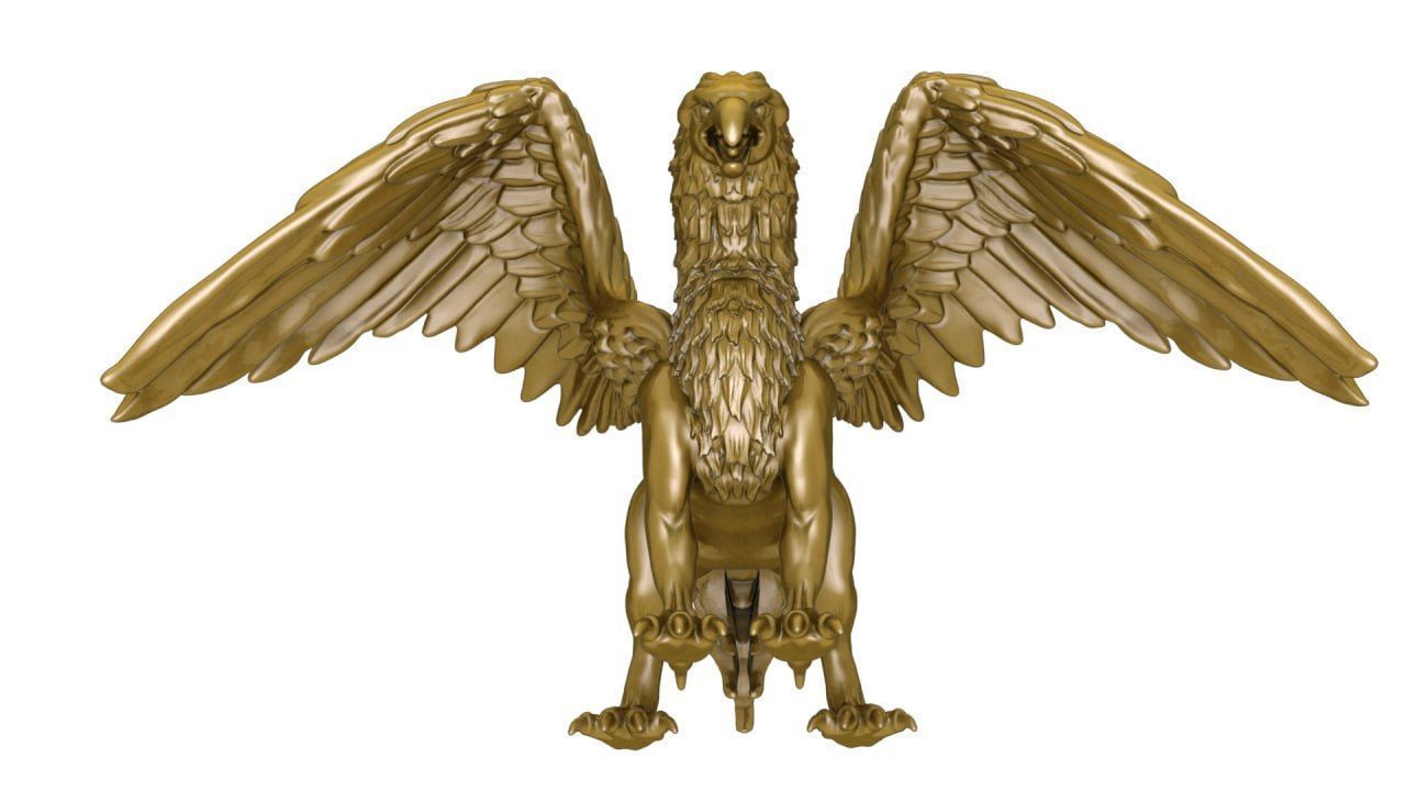 Assyrian eagle and lion combined statue 3D print model_3