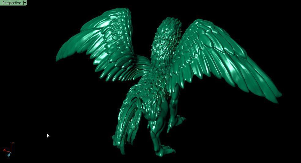 Assyrian eagle and lion combined statue 3D print model_7