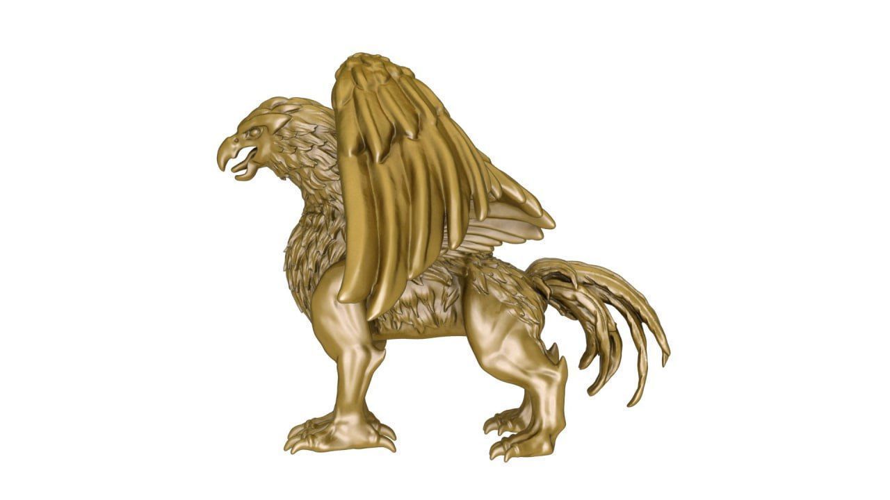 Assyrian eagle and lion combined statue 3D print model_4