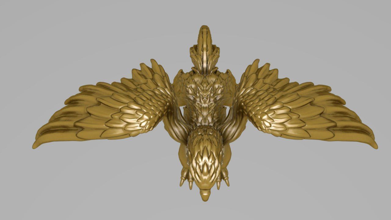 Assyrian eagle and lion combined statue 3D print model_2