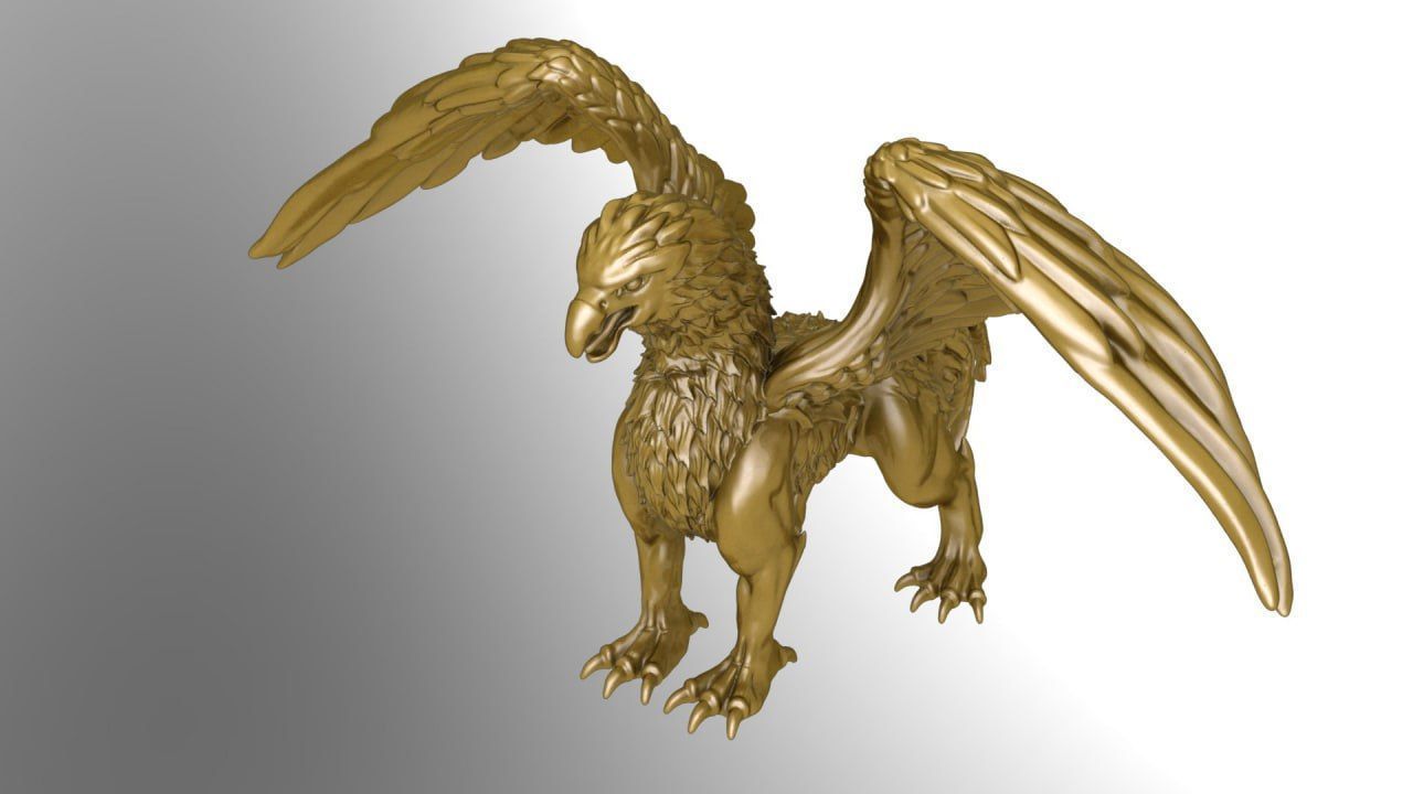 Assyrian eagle and lion combined statue 3D print model_1