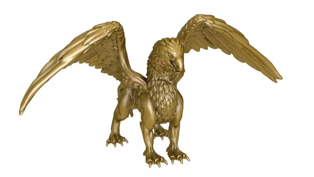 Assyrian eagle and lion combined statue 3D print model_0