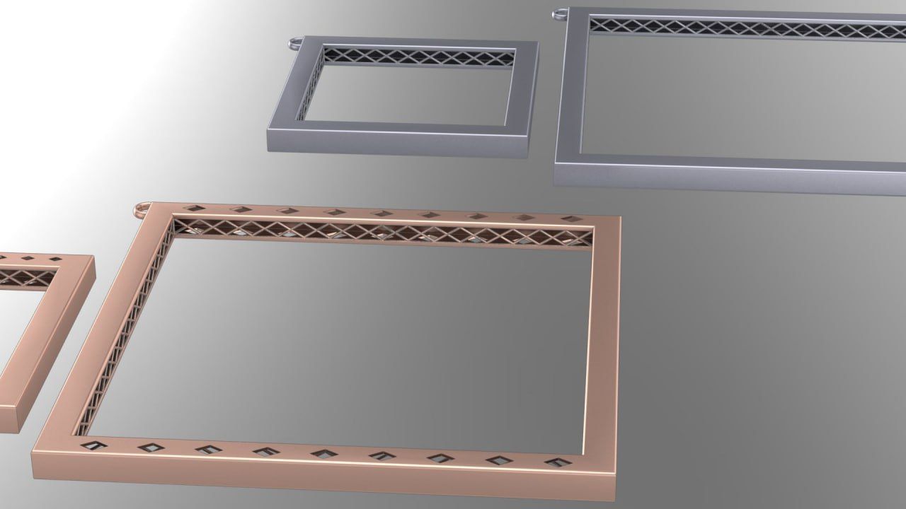 square frame pendants 3D print model_2