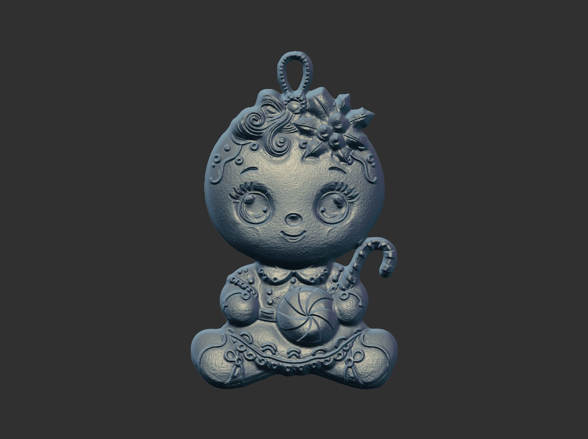 christmas cute girl baby cookie  3D print model_3