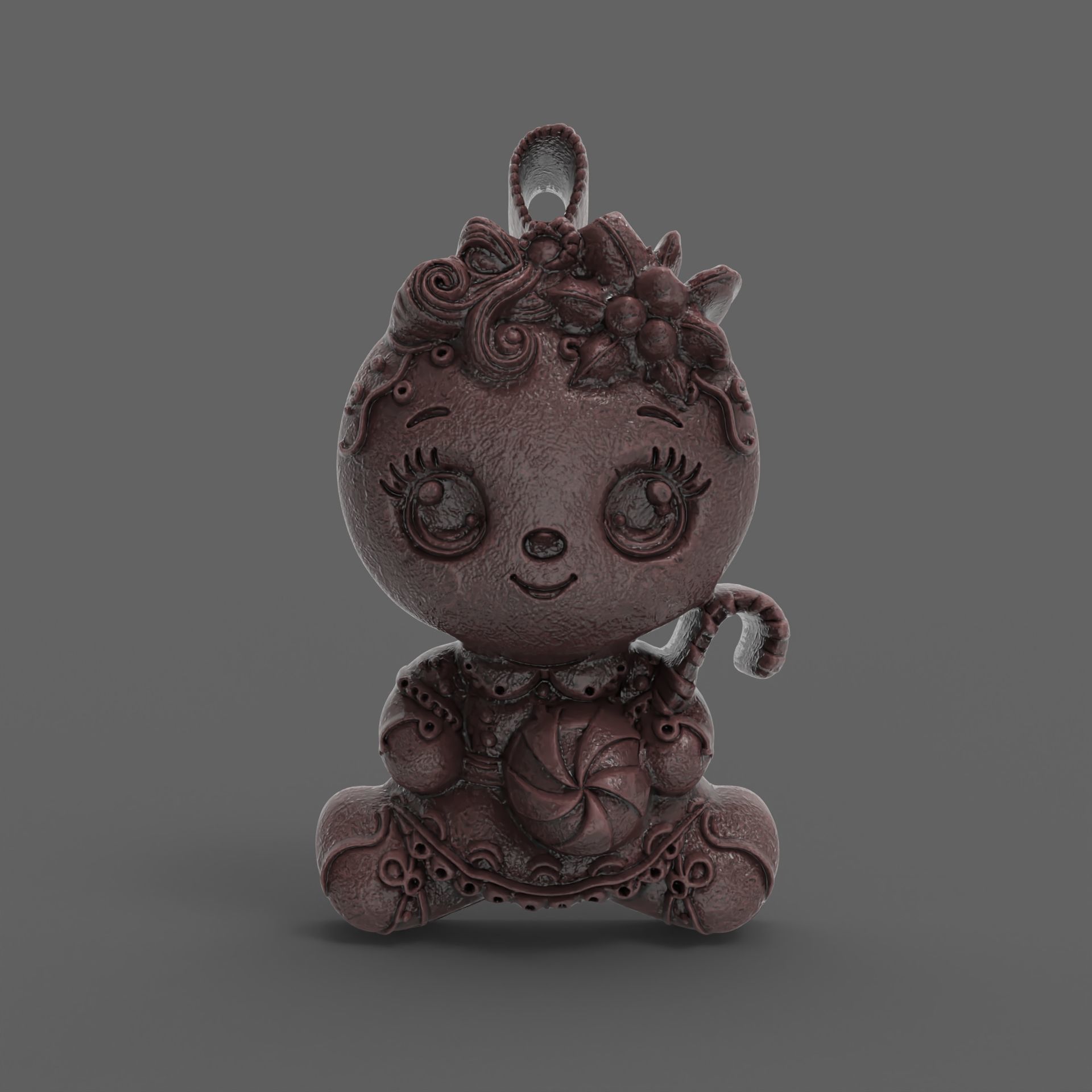 christmas cute girl baby cookie  3D print model_2