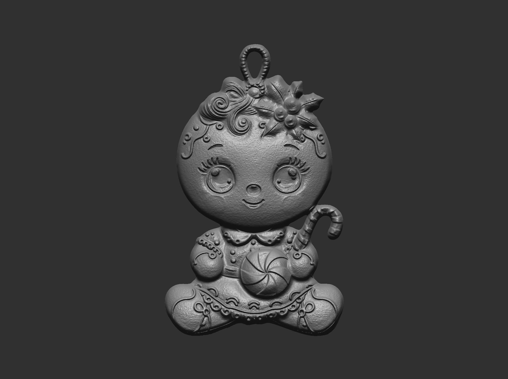 christmas cute girl baby cookie  3D print model_5