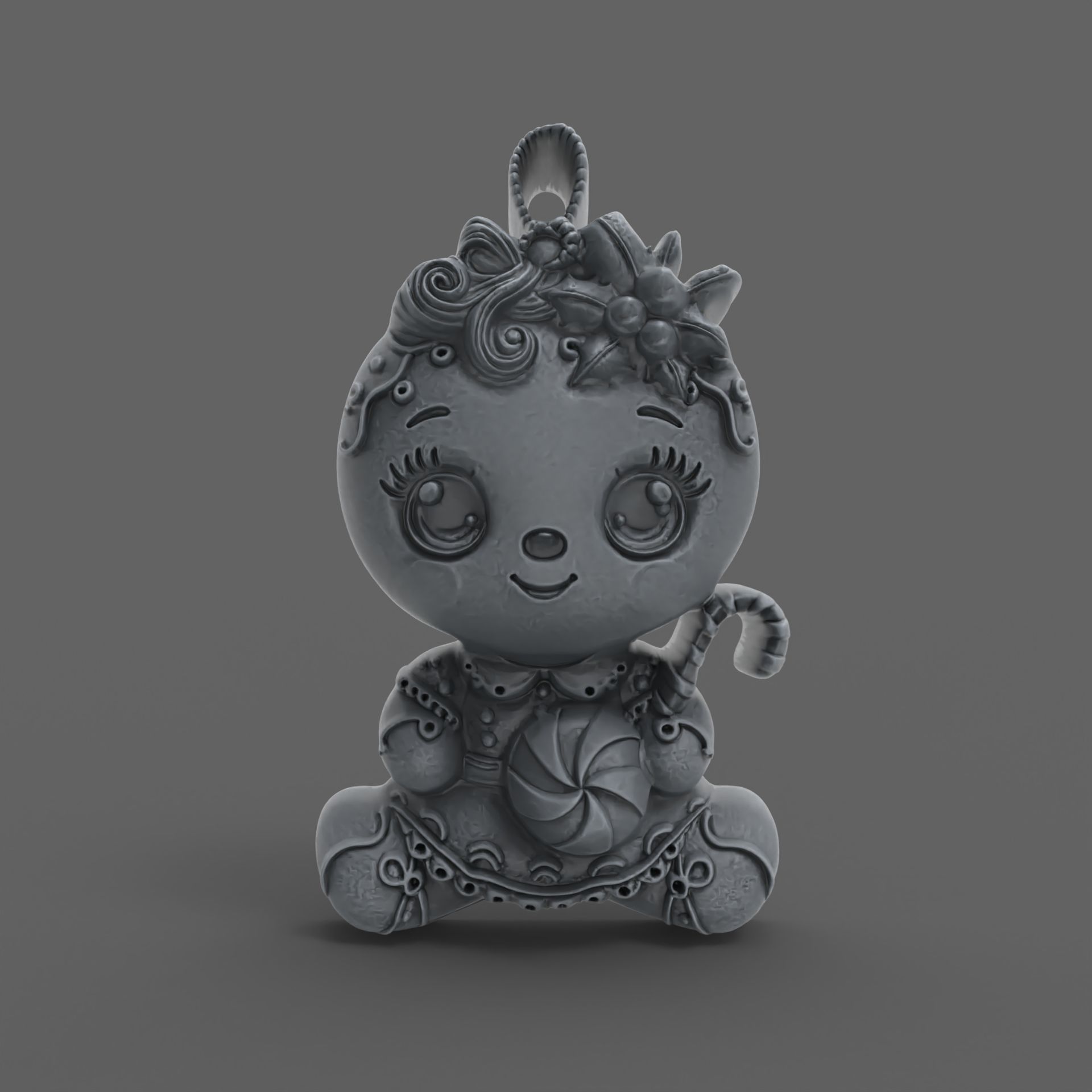 christmas cute girl baby cookie  3D print model_1