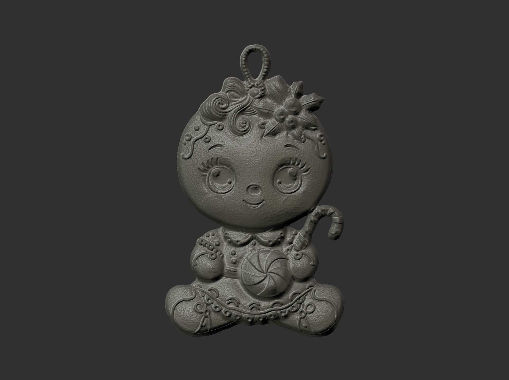 christmas cute girl baby cookie  3D print model_4