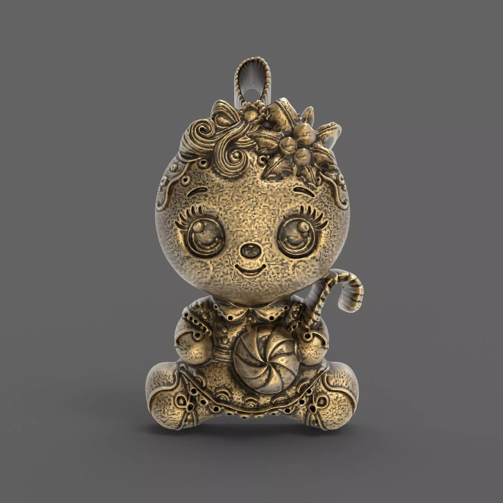 christmas cute girl baby cookie  3D print model_0