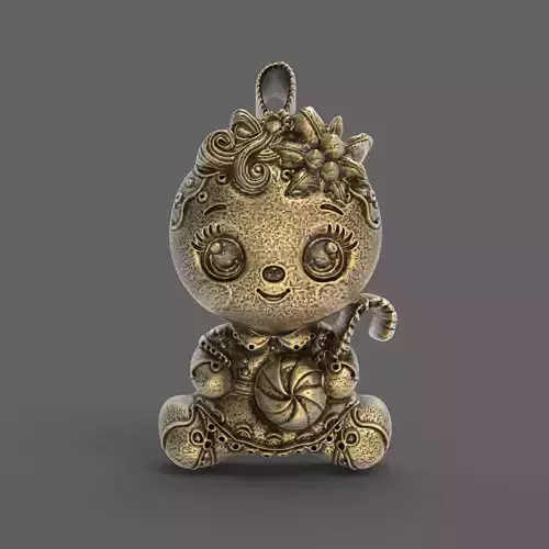 christmas cute girl baby cookie  3D print model