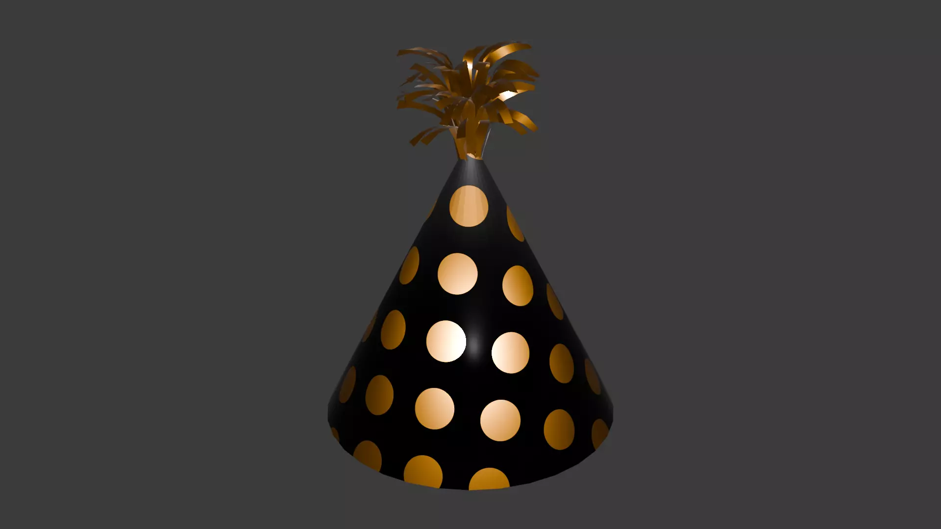 Party Hat Polka Dot Black and Gold PixieBitz Free low-poly 3D model