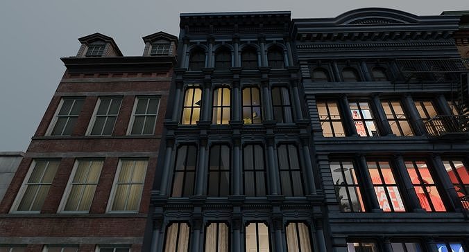 NYC SoHo Building Pack Low-poly 3D model 5