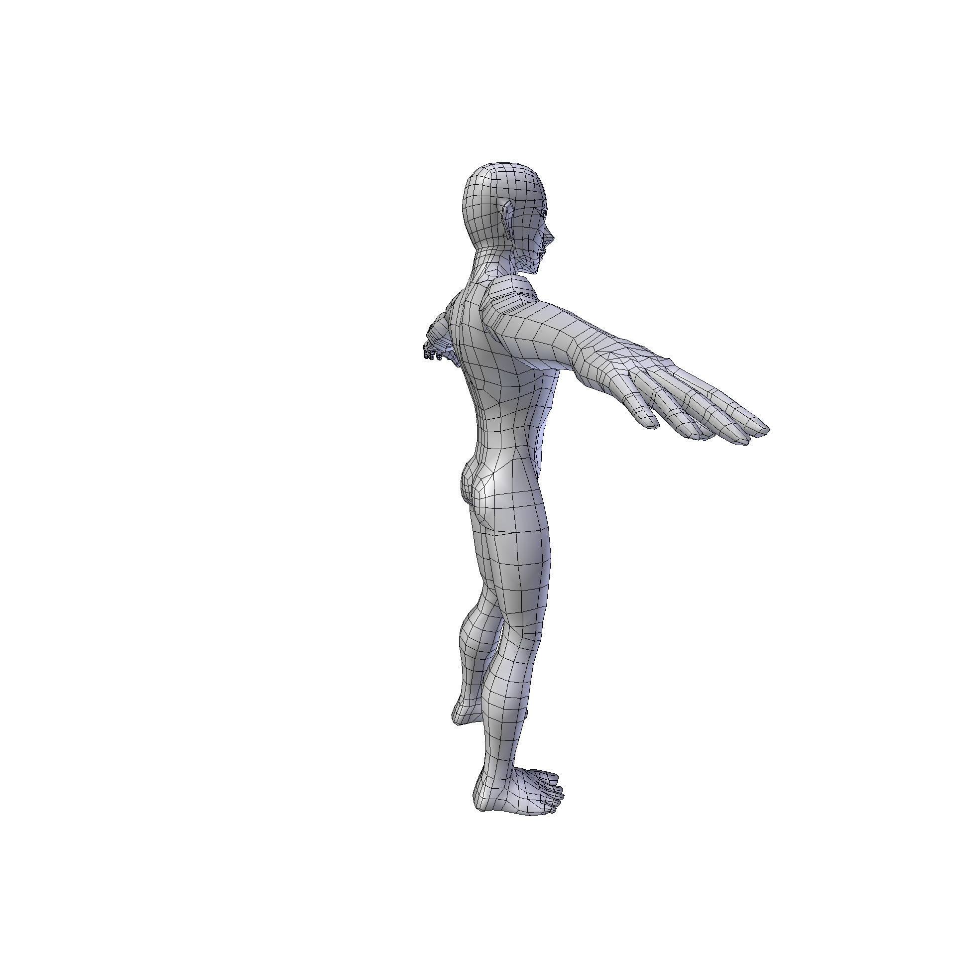 Anime Man 1 74m basemesh Low-poly 3D model_13