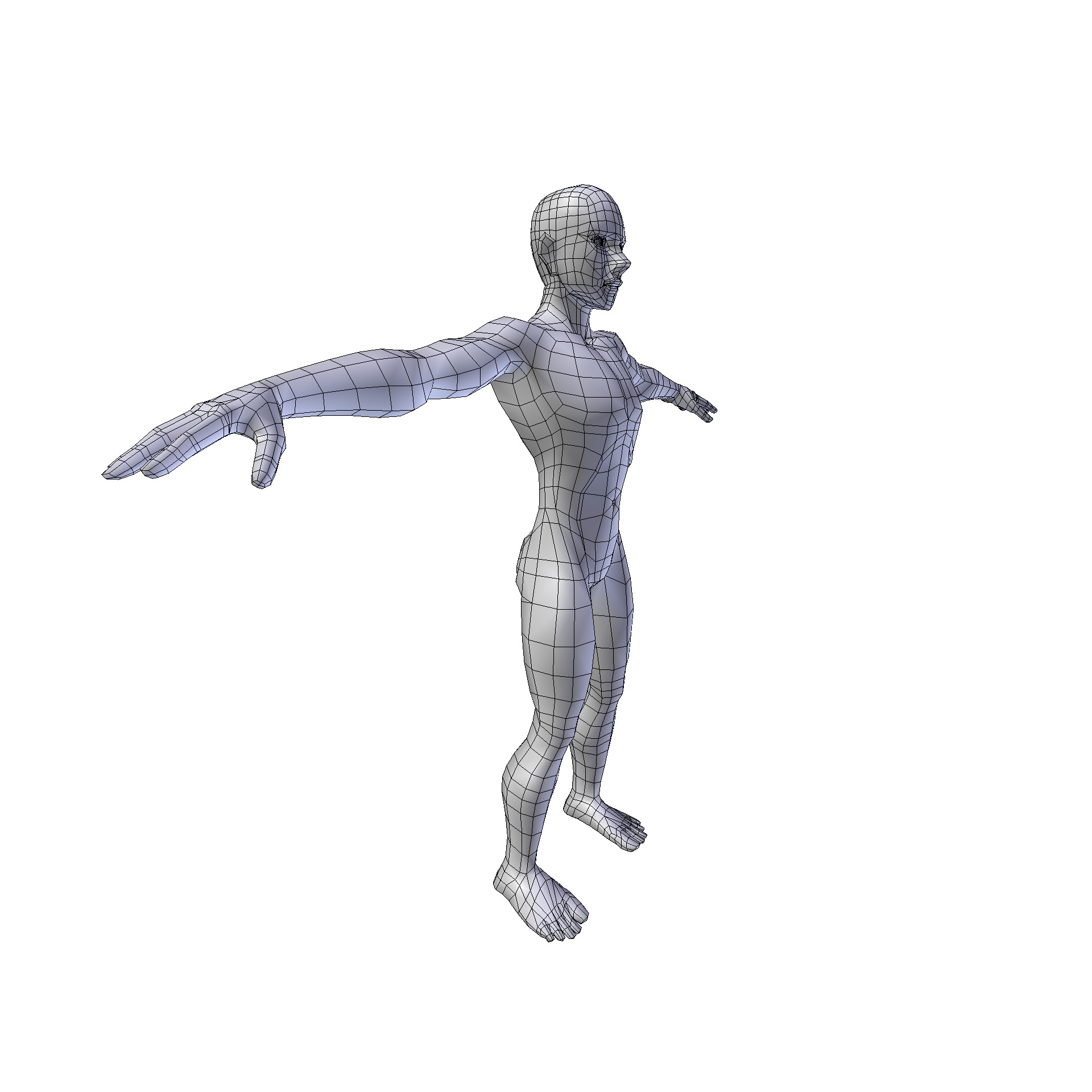 Anime Man 1 74m basemesh Low-poly 3D model_12