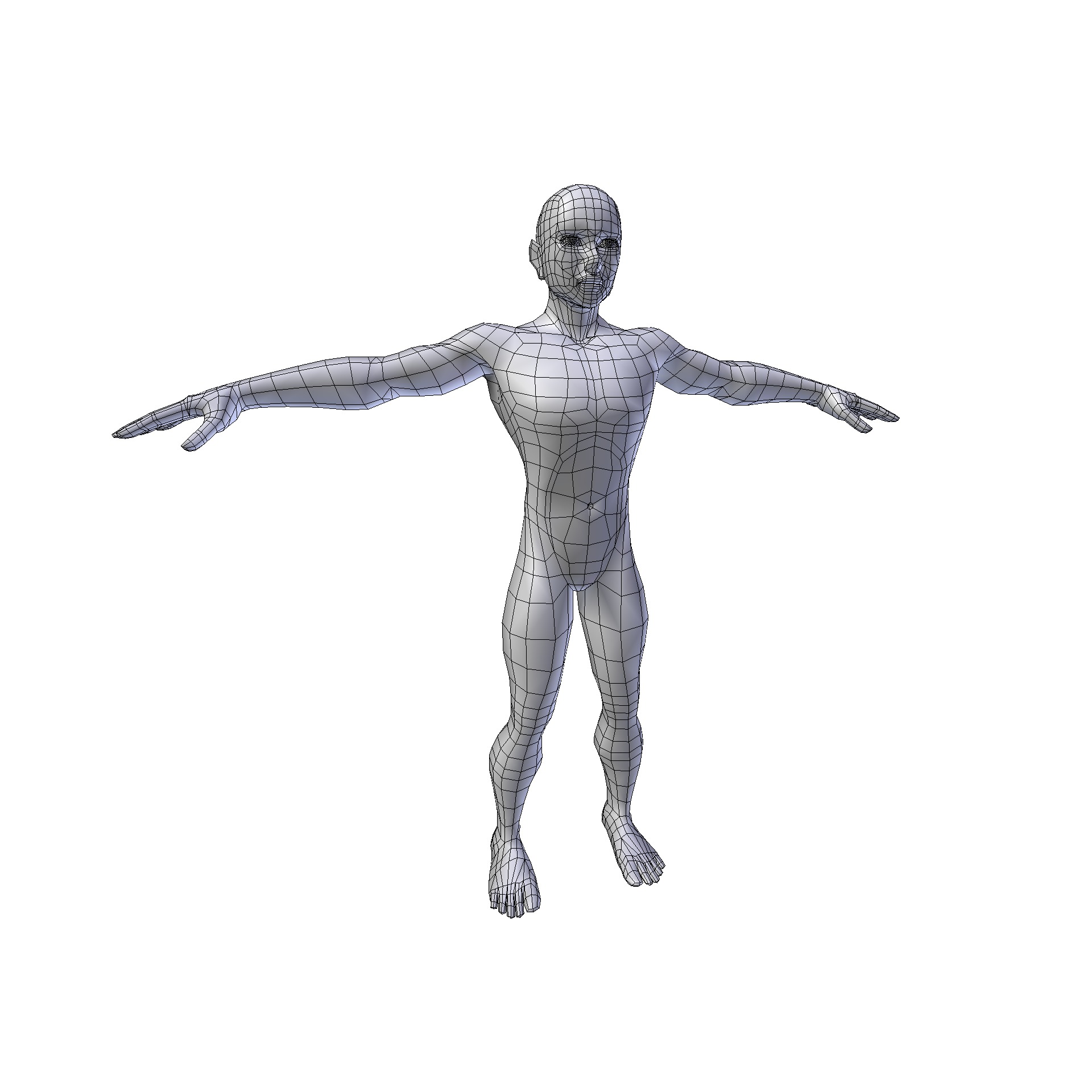 Anime Man 1 74m basemesh Low-poly 3D model_10