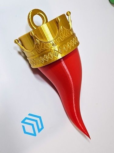 Cornicello Italian Horn Sculpture with Crown and Loop 3D print model