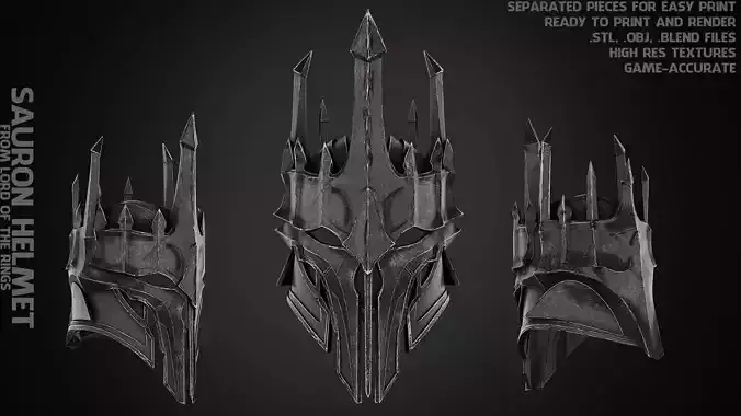 LOTR Dark Lord Sauron Helmet for Cosplay 3D print model