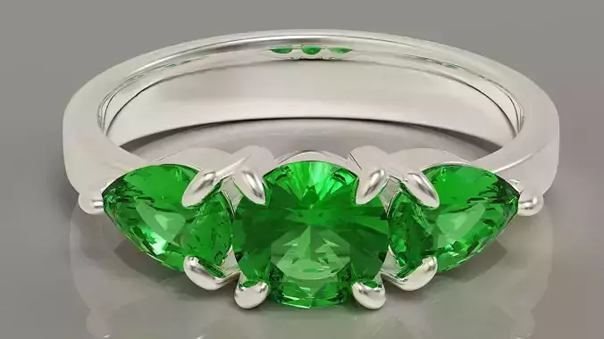 Pear and round cut diamond three stone ring