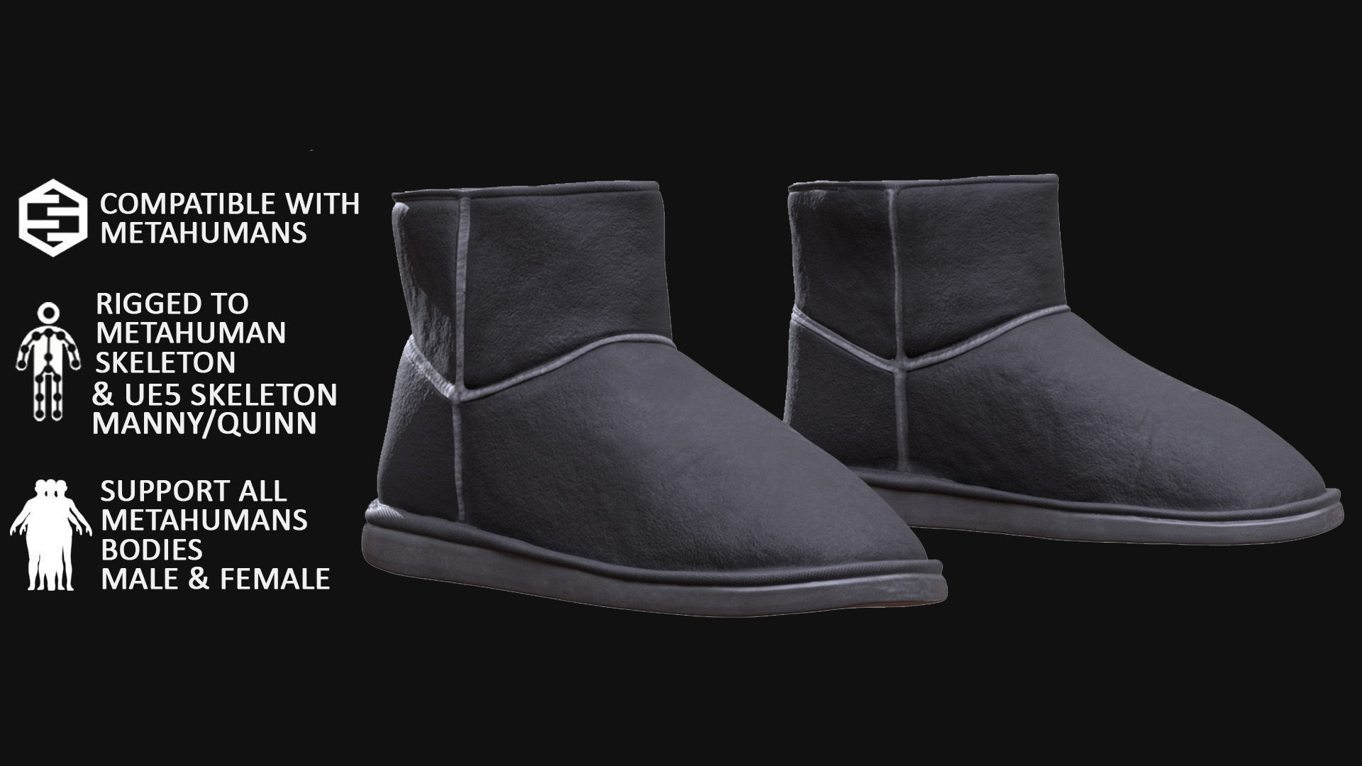 Boots 163 - All MH Bodies - UE5 Skeletons - Rigged Low-poly 3D model_2